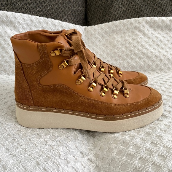 Vince Soren Suede & Leather High Top Sneaker Boot Tan Size 8M Retail $350 - Picture 6 of 13